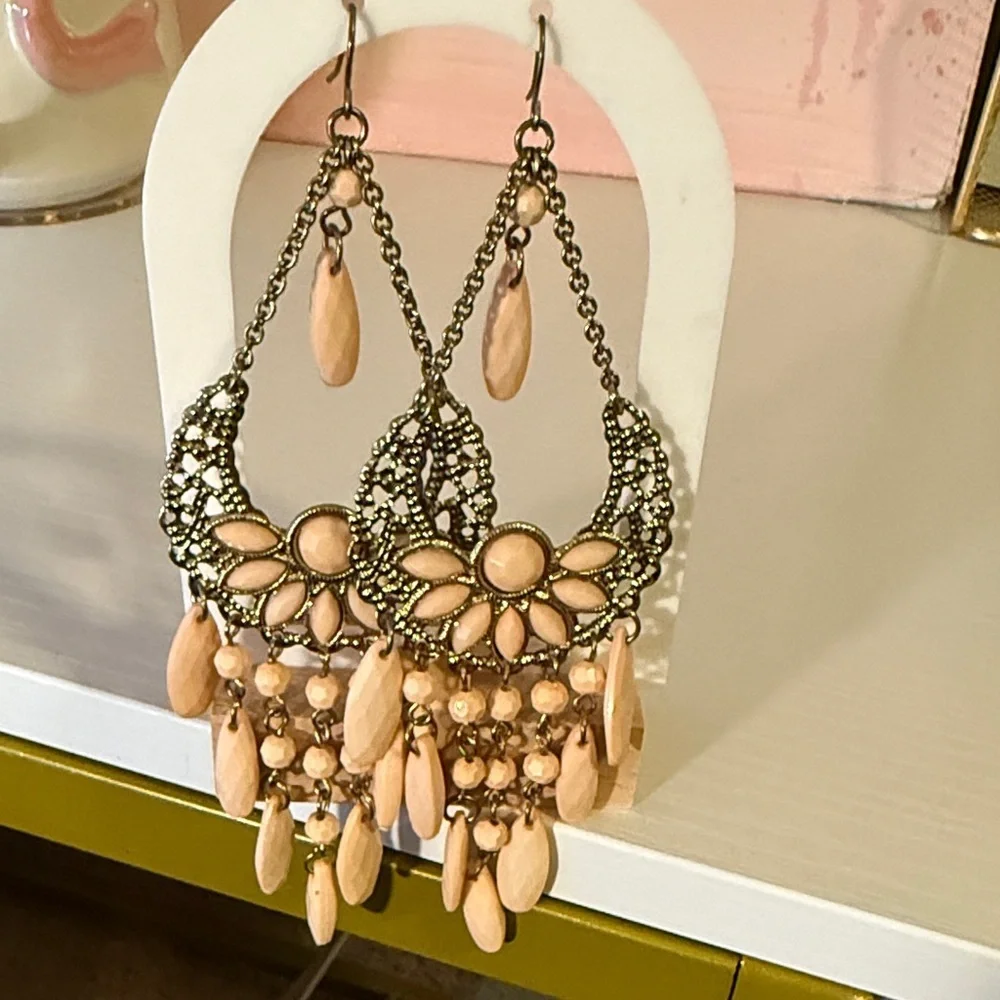 Bohemian Dangle Earrings with Floral Design